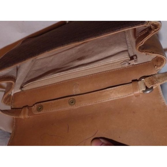 Gucci Vintage Crossbody Camel Leather Brown Small G Logo Print Canvas - Picture 6 of 8